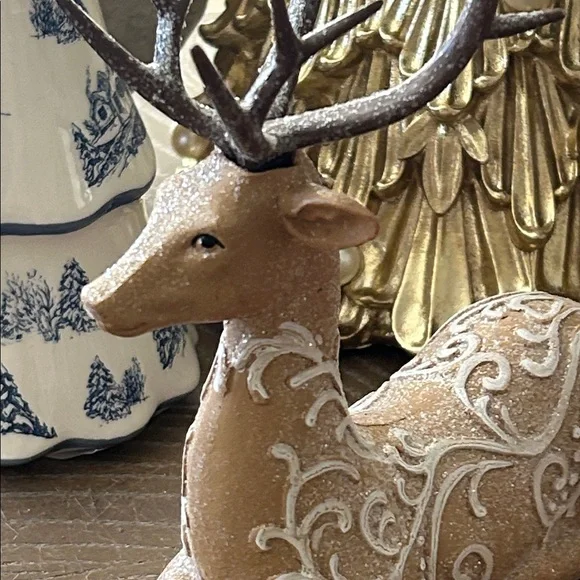 NEW! Vintage Inspired Gingerbread Holiday Santa Reindeer Figurine - Picture 6 of 11